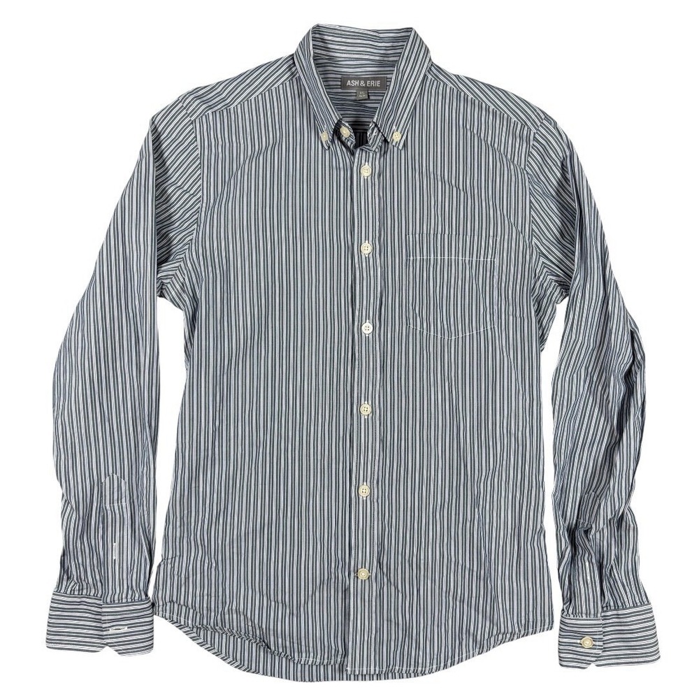 Ash & Erie Shirt Mens XS Slim Striped Blue Gray Button Down Long Sleeve